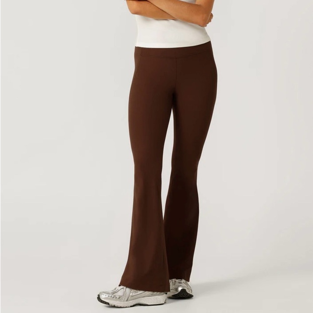 Women's Brown Ribbed Flared Pants